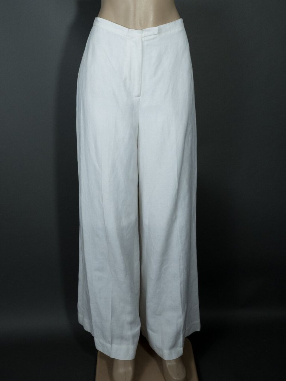 Y2k Metrostyle Wide Leg Wide Cuff White Lined Linen Blend Pants Medium